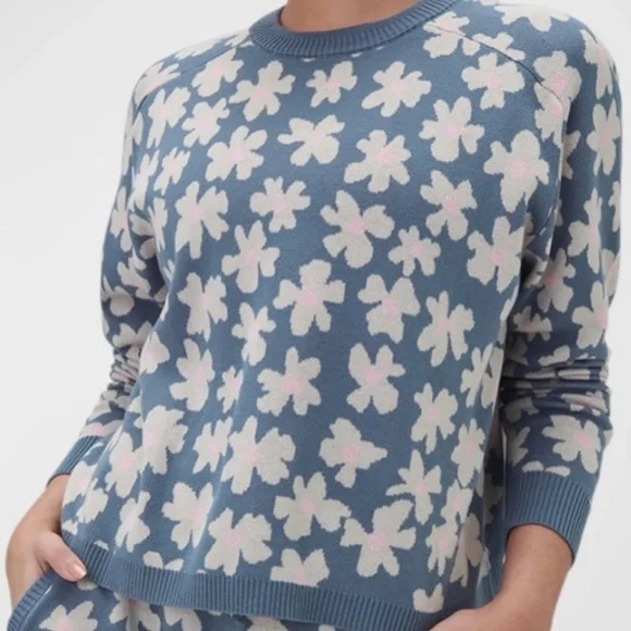 SPIRITUAL GANGSTER SET FLORAL JACQUARD RAGLAN SWEATER SHORT SIZE XS EUC - Picture 2 of 7